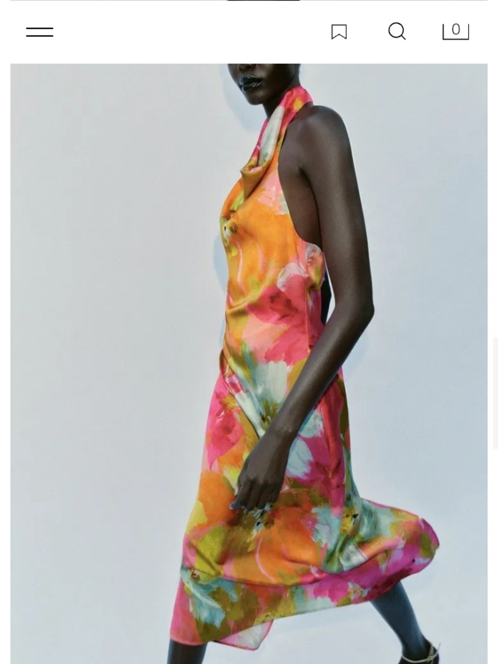 Zara Pink & Yellow Backless Halter Midi Dress - Picture 5 of 12